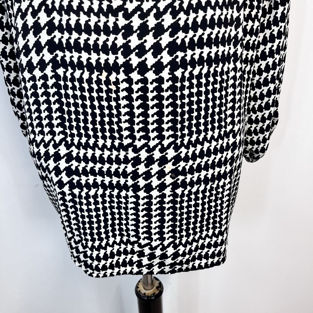 Talbots Blouse Top Plus size 2X Black Ivory Hounds Tooth Modest Career Church - Picture 5 of 8